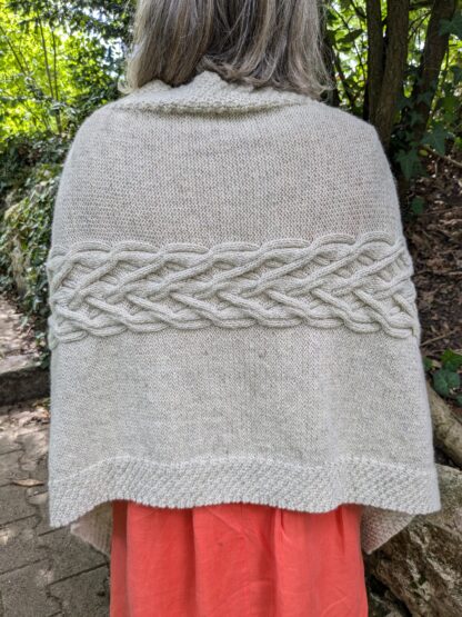 Poncho laine mouton Shetland, mohair, alpaga écru - Taille unique