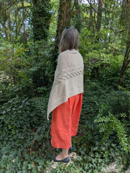 Poncho laine mouton Shetland, mohair, alpaga écru - Taille unique – Image 3